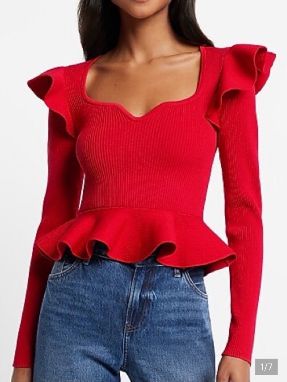 Express Red Peplum Sweater